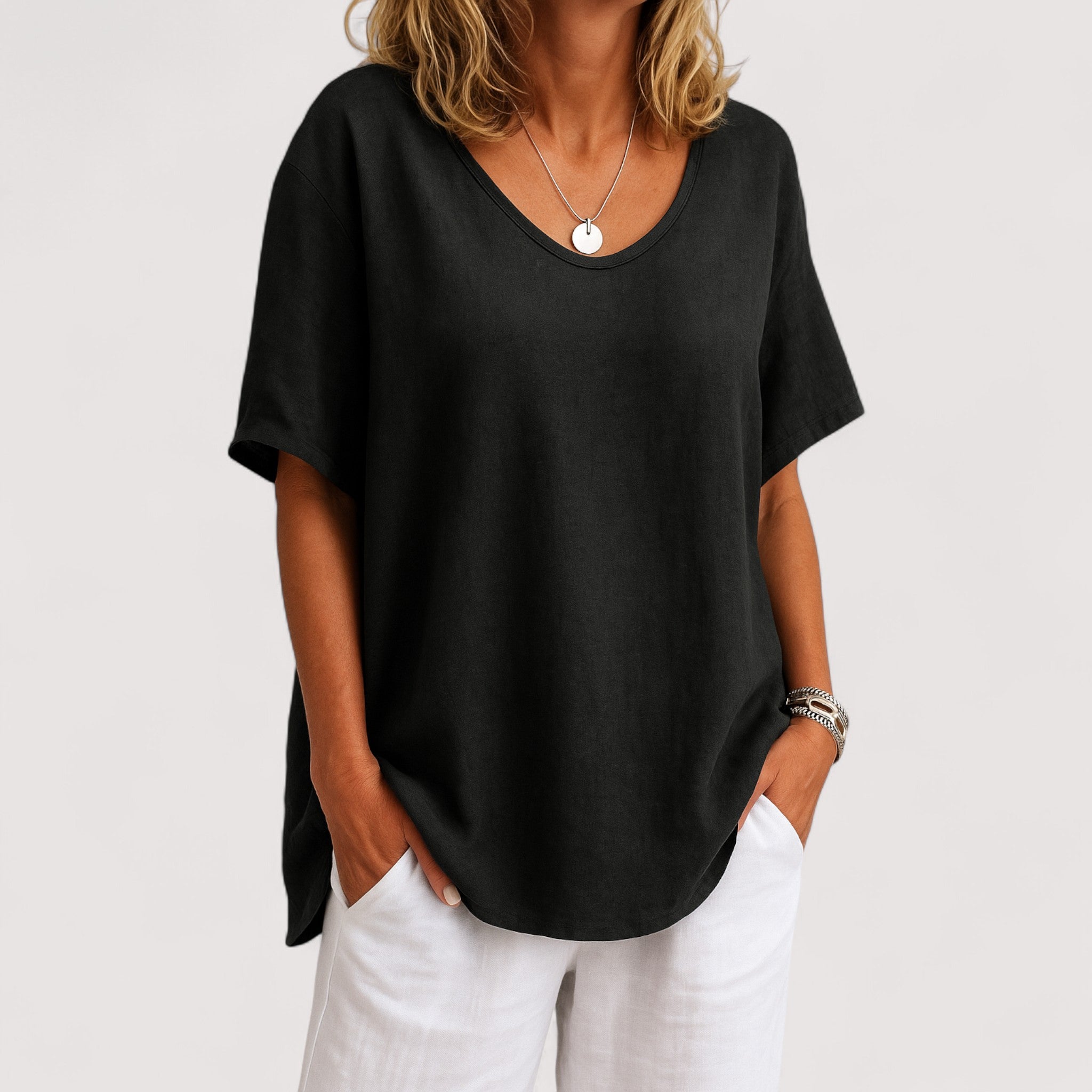Sigrid™ | T-shirt i bomuld og hør