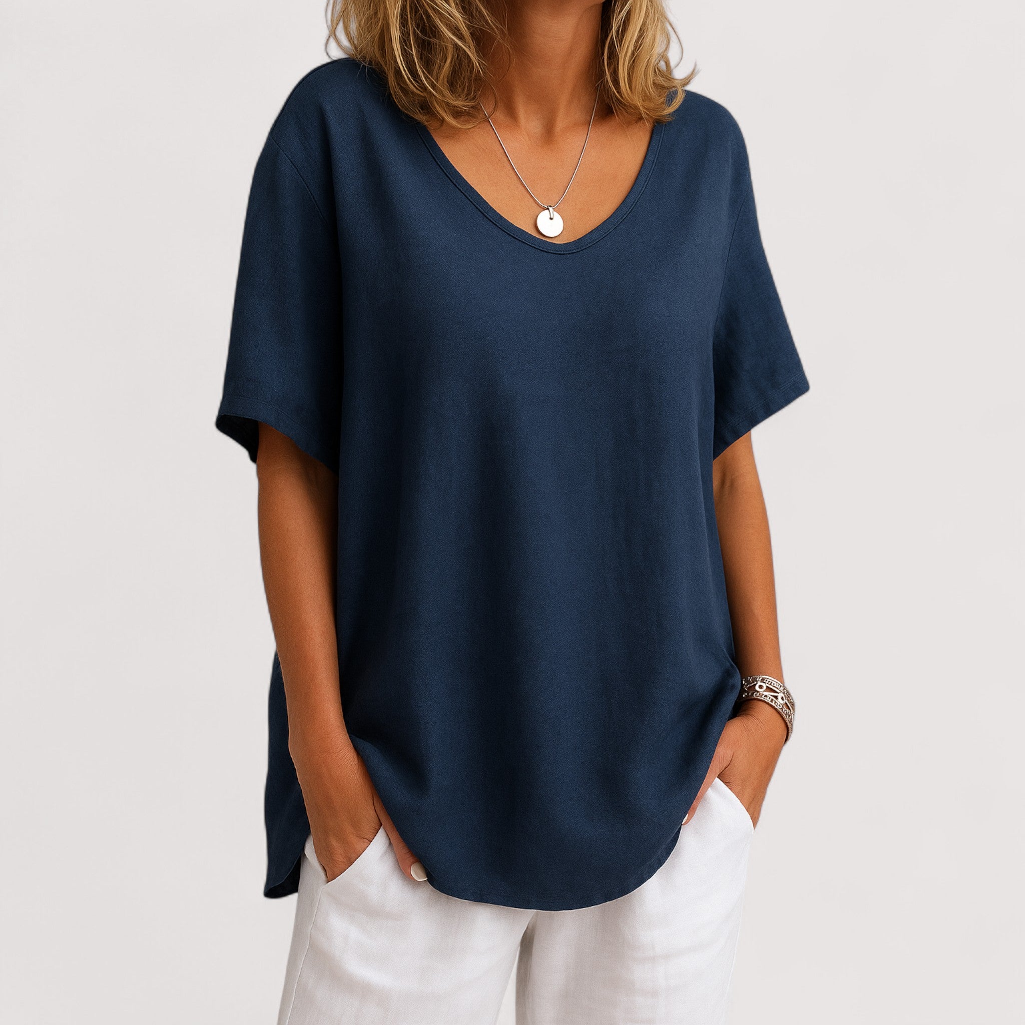 Sigrid™ | T-shirt i bomuld og hør