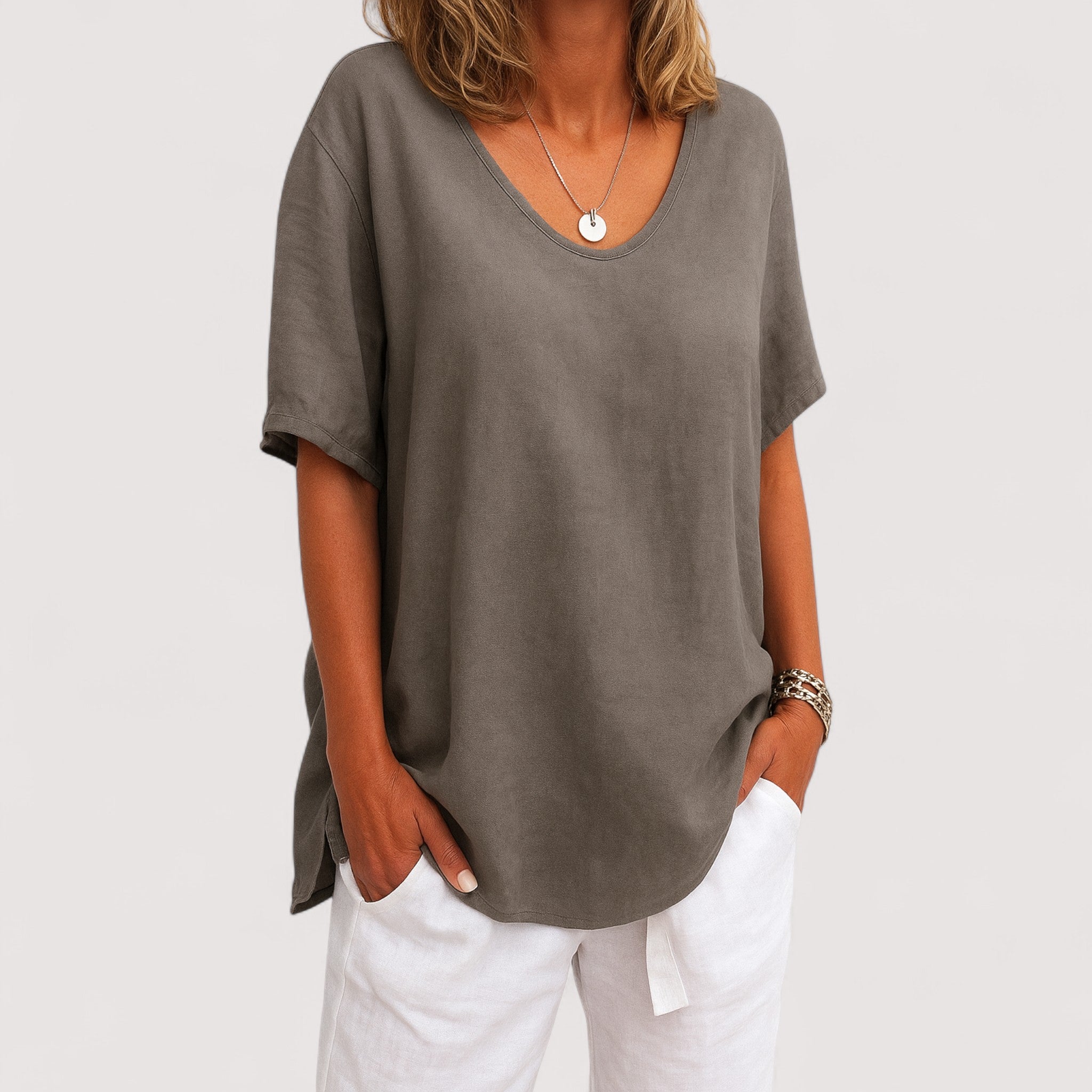 Sigrid™ | T-shirt i bomuld og hør