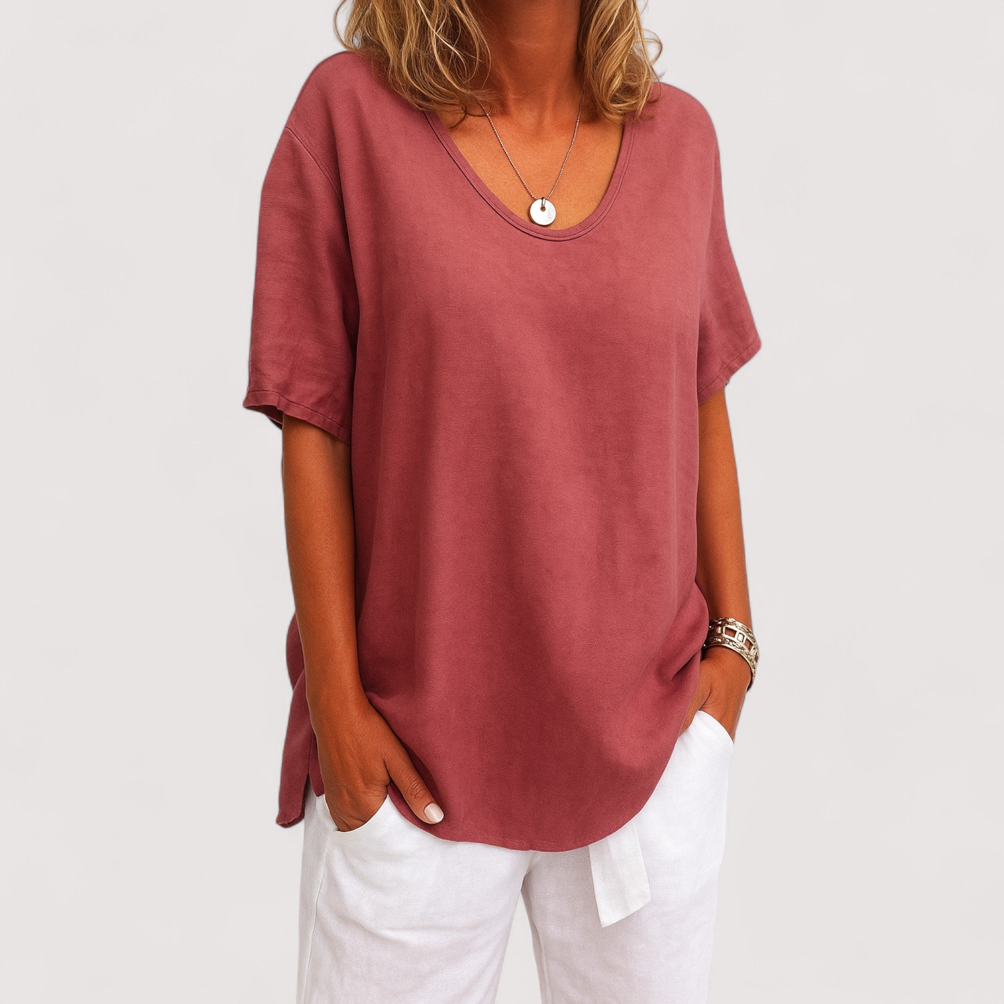 Sigrid™ | T-shirt i bomuld og hør