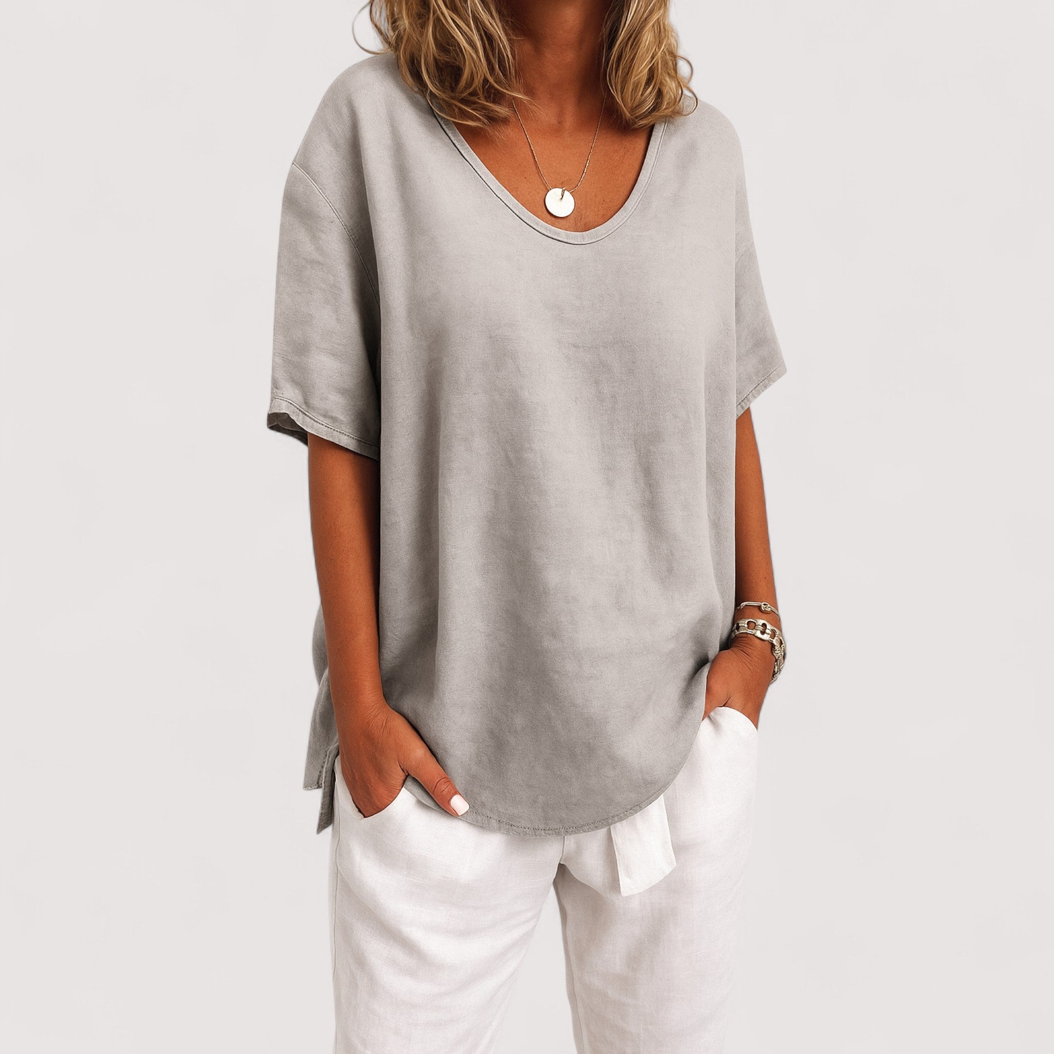 Sigrid™ | T-shirt i bomuld og hør