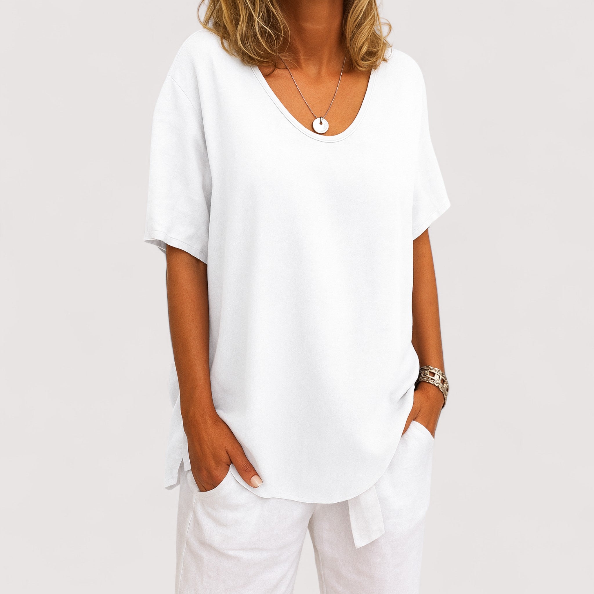 Sigrid™ | T-shirt i bomuld og hør